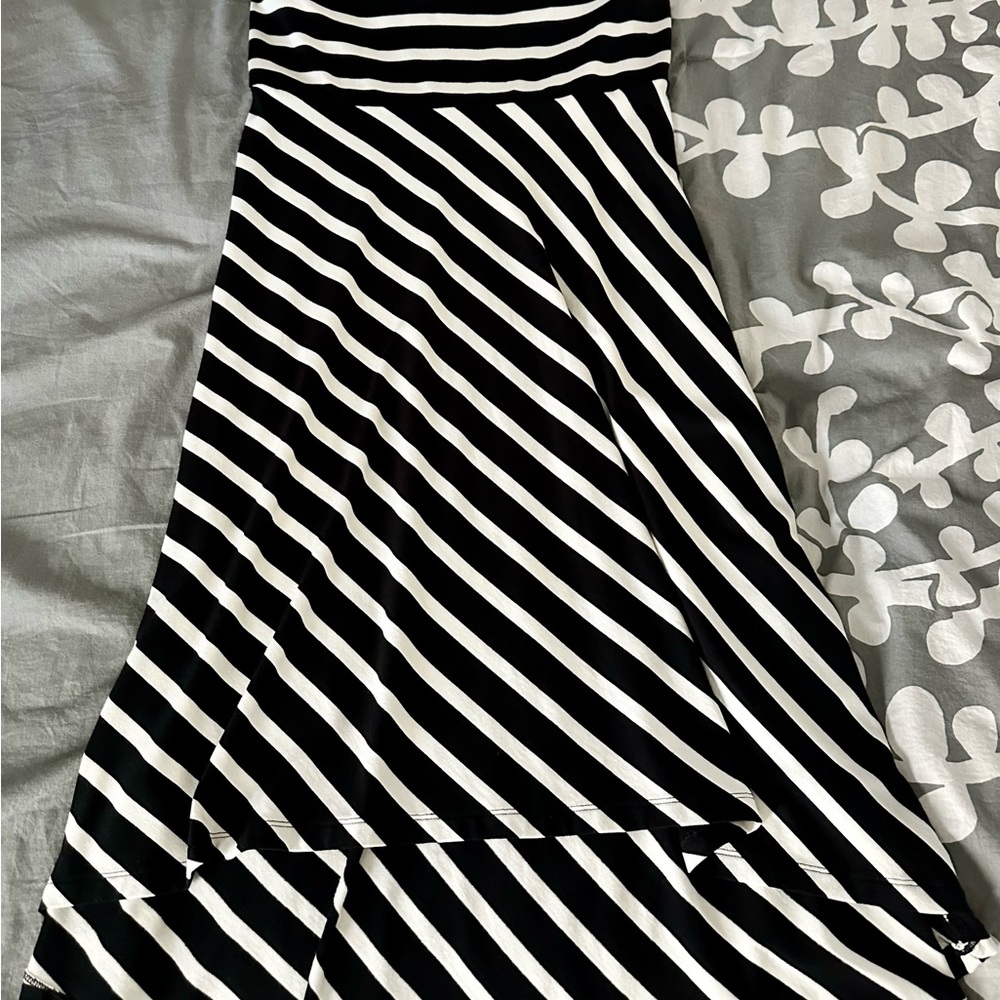 Loft Black & White Striped Women’s Strapless Dress
